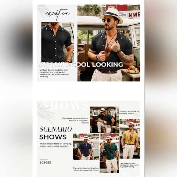 Grace Karin Beige Short Sleeve Men's Shirt #1182 - Picture 9 of 9